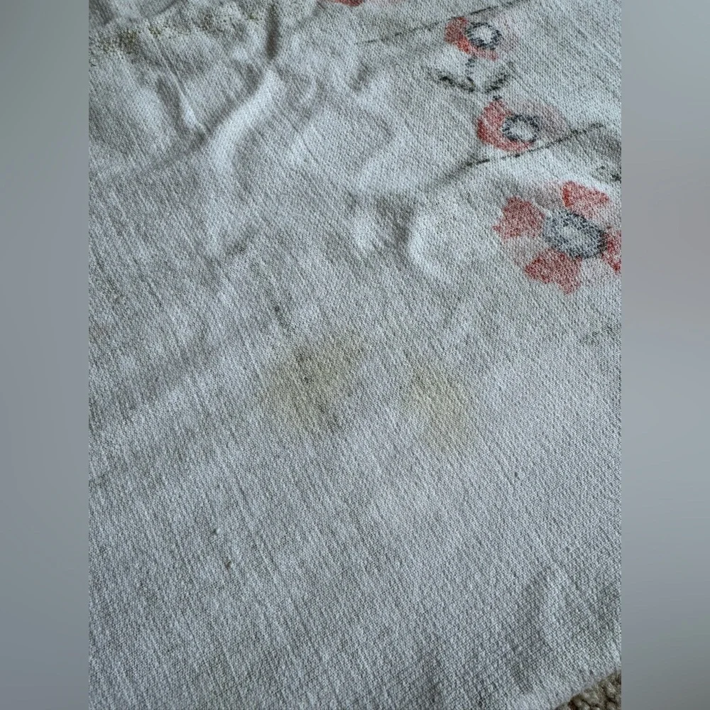 Large Vintage Orange Floral Towel - READ